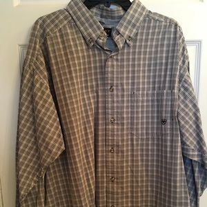 Ariat black and light lavender plaid button down